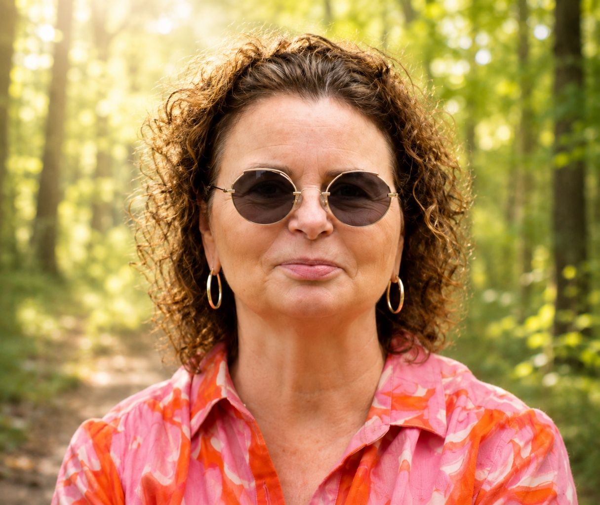 Heike Roß im sonnigen Wald